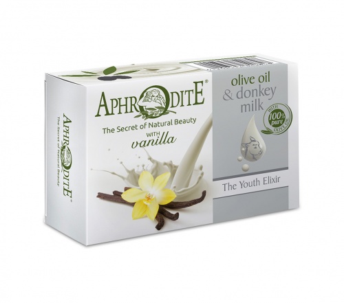 Aphrodite Оливковое мыло "Эликсир молодости" с молоком ослиц и ароматом ванили, 100г