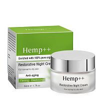Hemp++ Восстанавливающий антивозрастной ночной крем для нормальной и сухой кожи, 50 мл