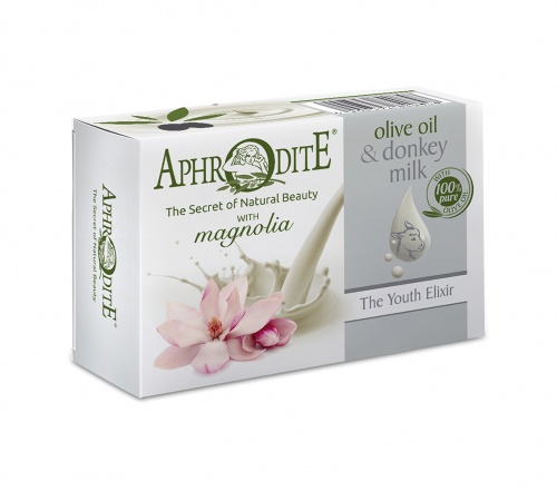Aphrodite Оливковое мыло "Эликсир молодости" с молоком ослиц и ароматом магнолии, 100г