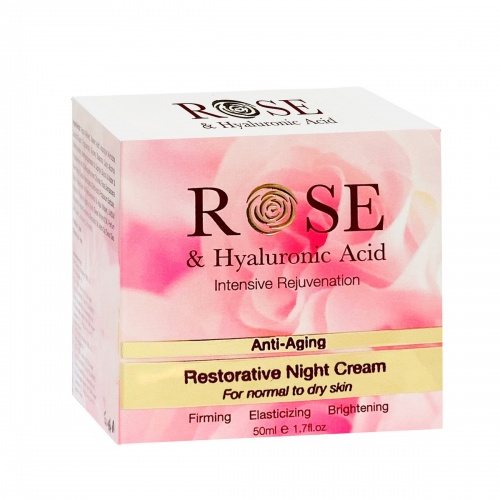 Rose and Hyaluronic Восстанавливающий ночной крем для нормальной и сухой кожи, 50мл  фото 3